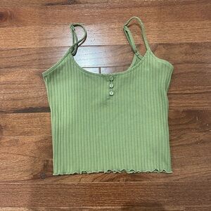 American Eagle Outfitters Green Ribbed Sleeveless Camisole